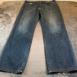 Gap Loose Fit Jeans Mens 38x32 Blue Denim Straight Leg Distressed Baggy Relaxed